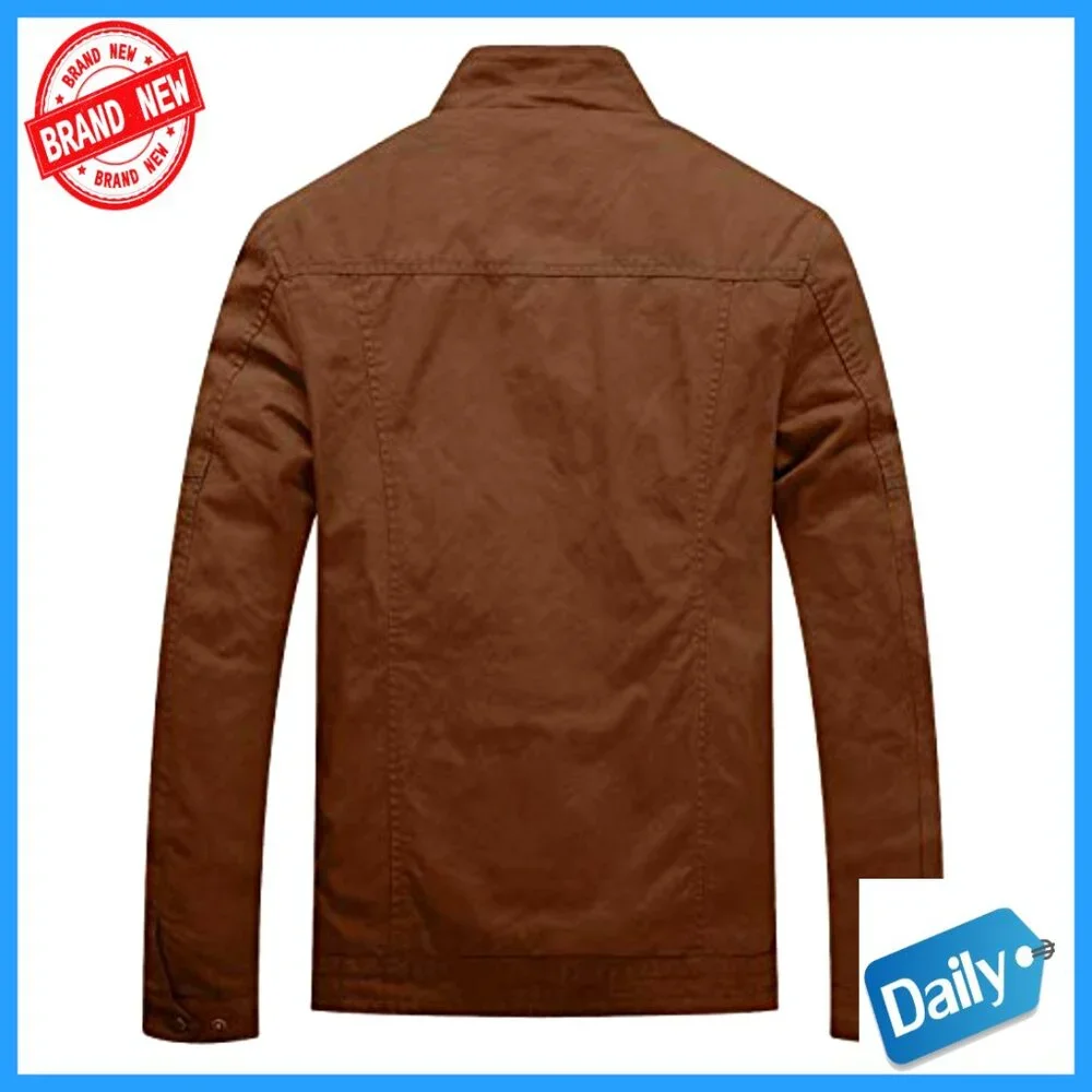 Military Style Canvas Jacket Lightweight Cotton Slim Fit Casual Windbreaker - Picture 2 of 7